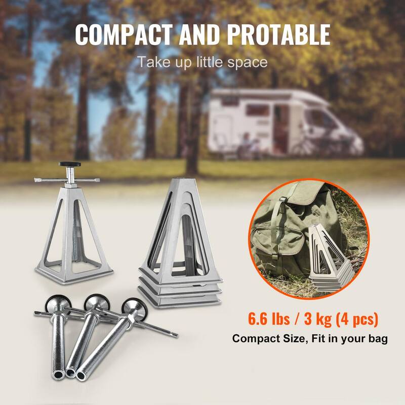 VEVOR RV Stabilizer Jacks, 4 Pack Aluminum RV Leveling Jacks, RV Stack Jacks for RV Travel Trailer Camper, Single Screw Jack - DDQJD4J6000BIIXQ2V0-0702