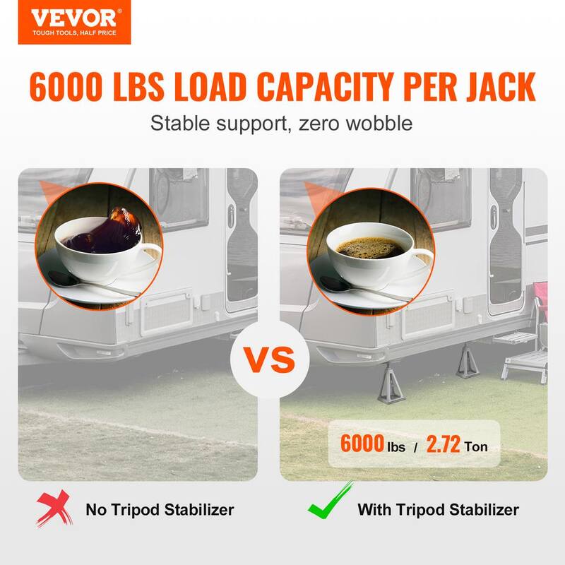 VEVOR RV Stabilizer Jacks, 4 Pack Aluminum RV Leveling Jacks, RV Stack Jacks for RV Travel Trailer Camper, Single Screw Jack - DDQJD4J6000BIIXQ2V0-0702