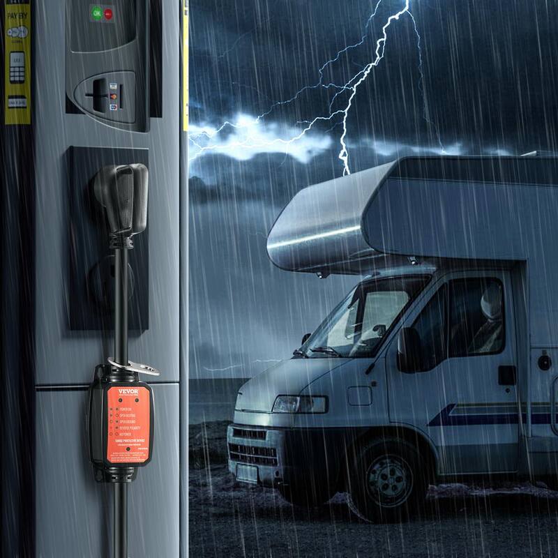 VEVOR RV Surge Protector 30 Amp 2700 Joules RV Voltage Monitor Circuit Analyzer Power Guard with Cover and Lock for RV Camper - SXT30AMP2700J6R8RV1