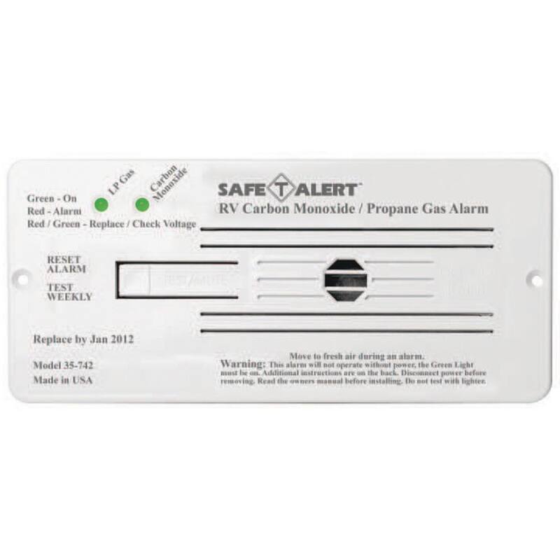 MTI Industries 35 Series 12-Volt Safe-T-Alert Flush Mount RV Dual Carbon Monoxide/Propane Alarm in White - 35-742-WT