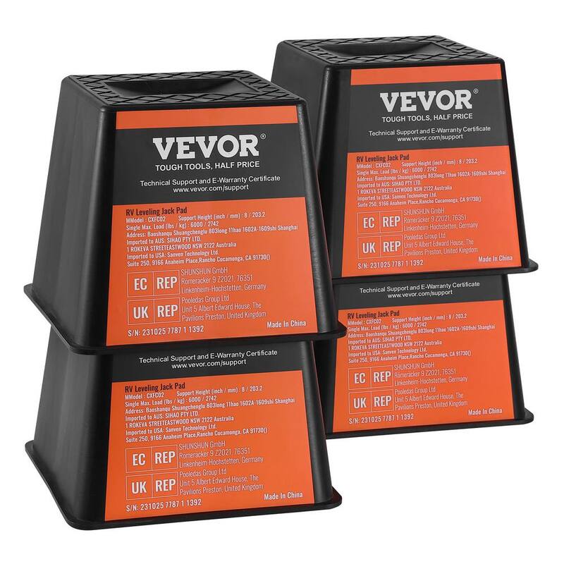 VEVOR Trailer Jack Block 6000 lbs. Capacity per Block High-quality Polypropylene RV Camper Stabilizer Blocks 4-Pack - FXKSJT8YC000FS7GXV0