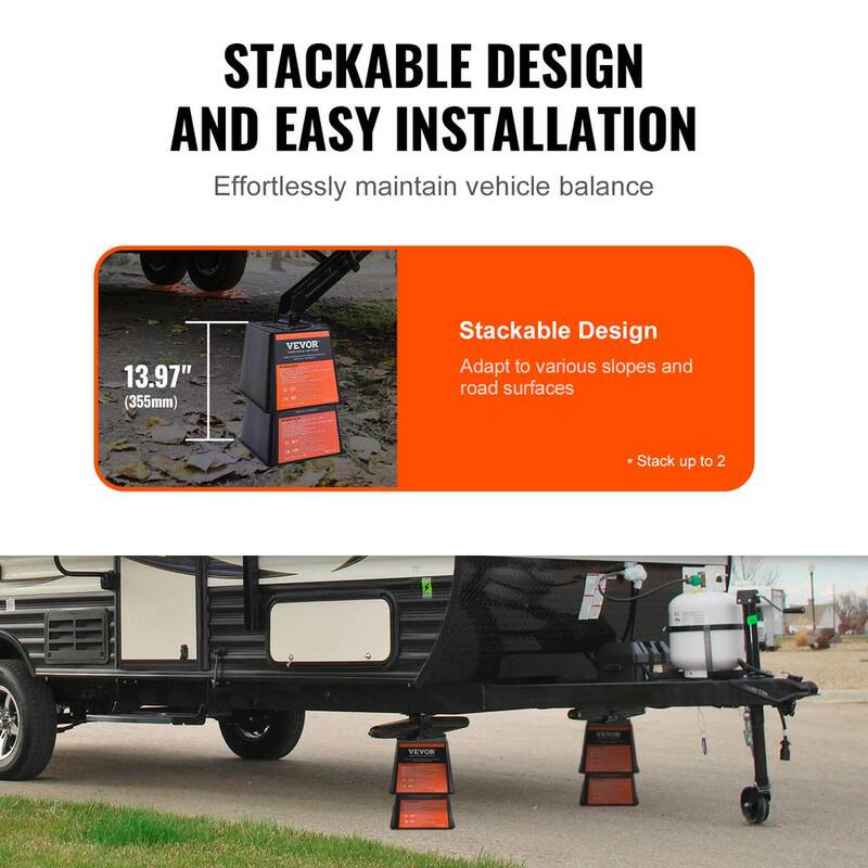 VEVOR Trailer Jack Block 6000 lbs. Capacity per Block High-quality Polypropylene RV Camper Stabilizer Blocks 4-Pack - FXKSJT8YC000FS7GXV0