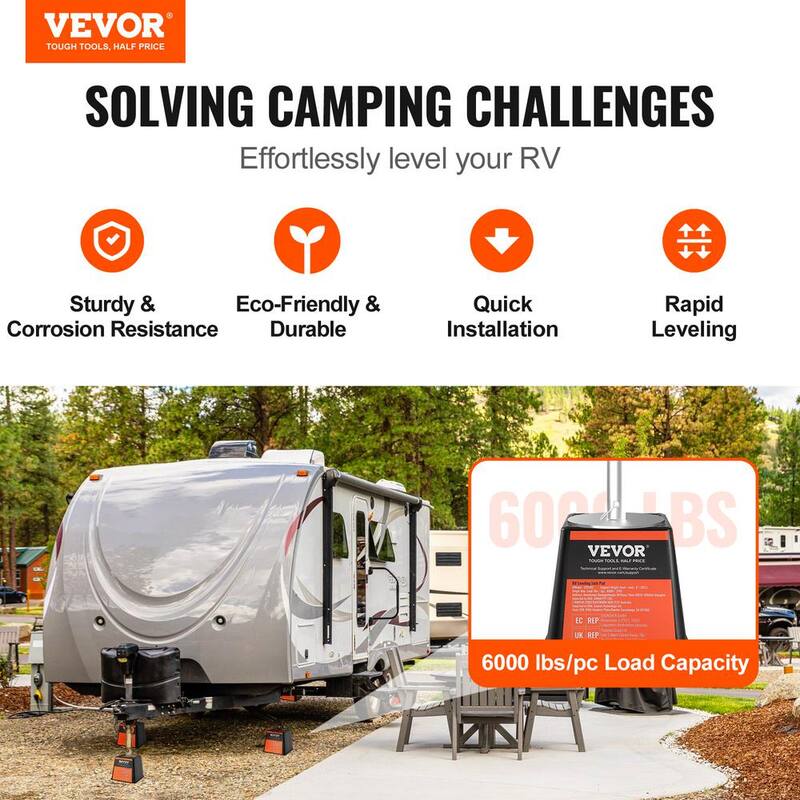 VEVOR Trailer Jack Block 6000 lbs. Capacity per Block High-quality Polypropylene RV Camper Stabilizer Blocks 4-Pack - FXKSJT8YC000FS7GXV0