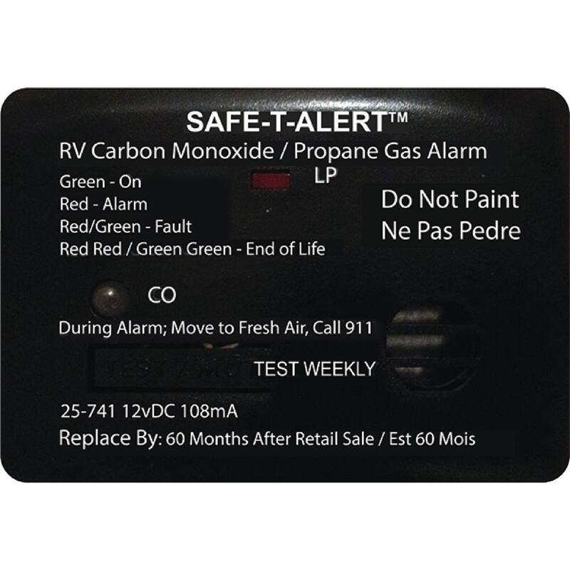 MTI Industries 25 Series 12-Volt Safe-T-Alert Mini RV Dual Carbon Monoxide/Propane Alarm in Black - 25-741-BL