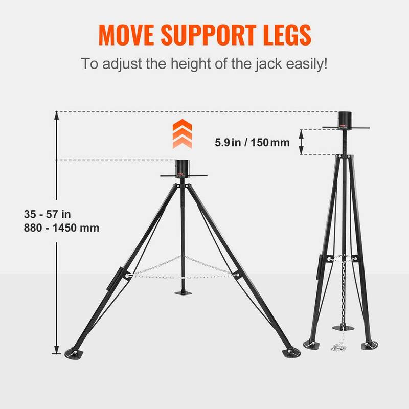 VEVOR 5th Wheel Tripod Stabilizer, 5,000 lbs. Load Capacity Tripod Fifth Wheel Stabilizer, 35 in.-57 in. - DWLSJJ1J5000OFUIXV0-0702