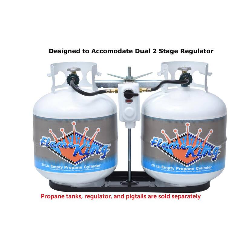 Flame King RV Propane Gas Double Bottle Rack for 20 lbs. Cylinder Kit Dual Hold Down Rack - KT20MNT