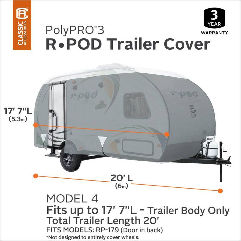 Classic Accessories PolyPro3 211 in. L x 78 in. W x 93 in. H R-Pod Travel Trailer Cover - 80-197-171001-00