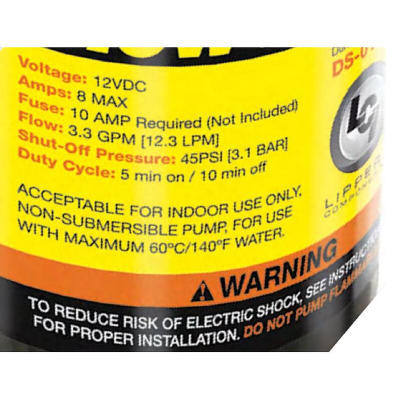 Lippert Flow-Max 3.3 GPM 12-Volt 45 PSI 8 Amp Max RV Fresh Water Pump - 689052