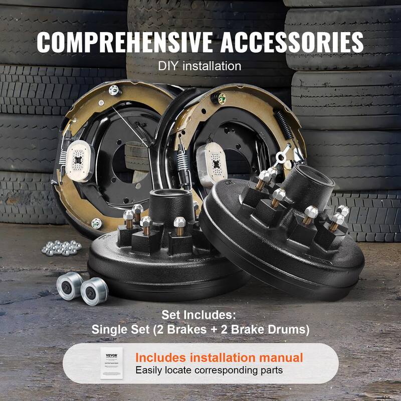 VEVOR Trailer Hub Drum Kits 8 on 6.5 in. B.C. with 12 in. x 2 in. Electric Brakes, Self-Adjusting Trailer Brake Assembly - TCDZCC122YCZF0U2IV9-730
