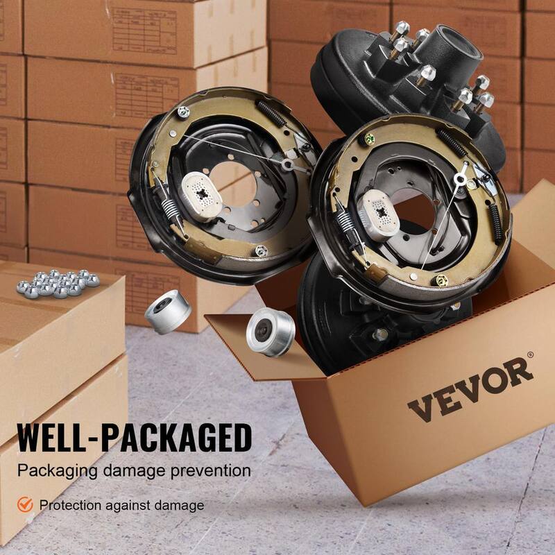 VEVOR Trailer Hub Drum Kits 8 on 6.5 in. B.C. with 12 in. x 2 in. Electric Brakes, Self-Adjusting Trailer Brake Assembly - TCDZCC122YCZF0U2IV9-730