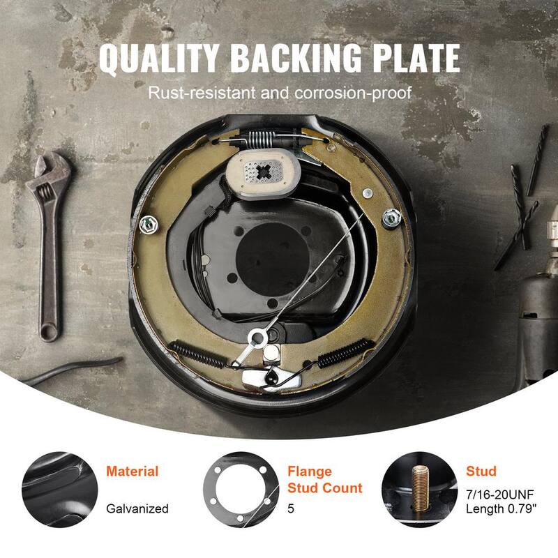 VEVOR Trailer Hub Drum Kits 8 on 6.5 in. B.C. with 12 in. x 2 in. Electric Brakes, Self-Adjusting Trailer Brake Assembly - TCDZCC122YCZF0U2IV9-730