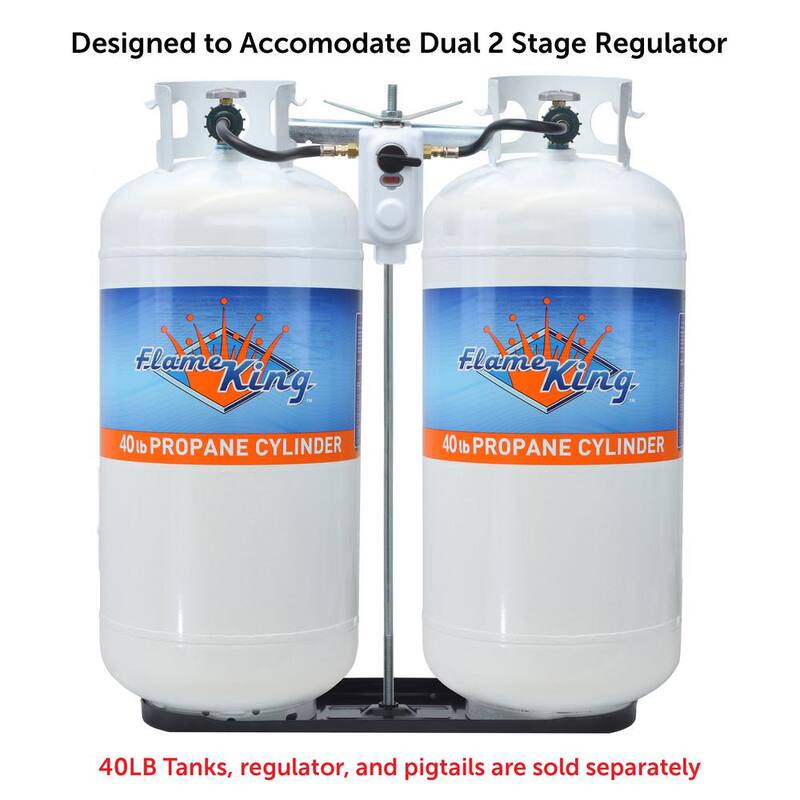 Flame King RV Propane Gas Double Bottle Rack for 40 lbs. Cylinder Kit Dual Hold Down Rack - KT40MNT