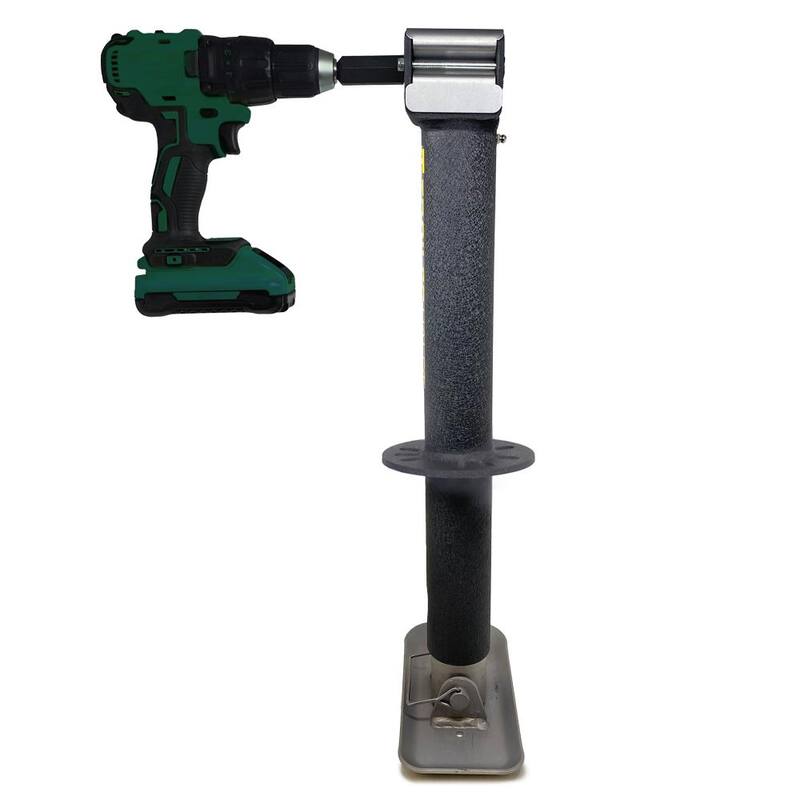 Trailer Valet JXC5 5000 lbs. Load Cap. Center Mounted Hand or Drill Jack with Black Powder Coating and Gear Reduction - JXC-5