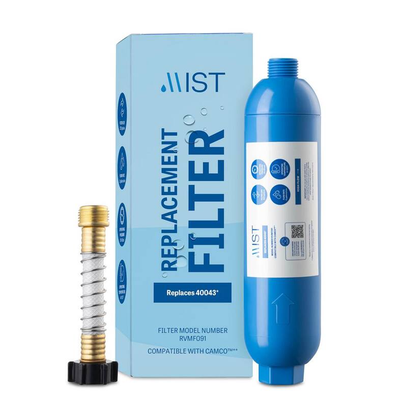 Clearwater Filters 40043 Compatible with Camco 40043, 40013, 40041 RV Water Filter with Flexible Hose Protector - RV Filter RVMF091