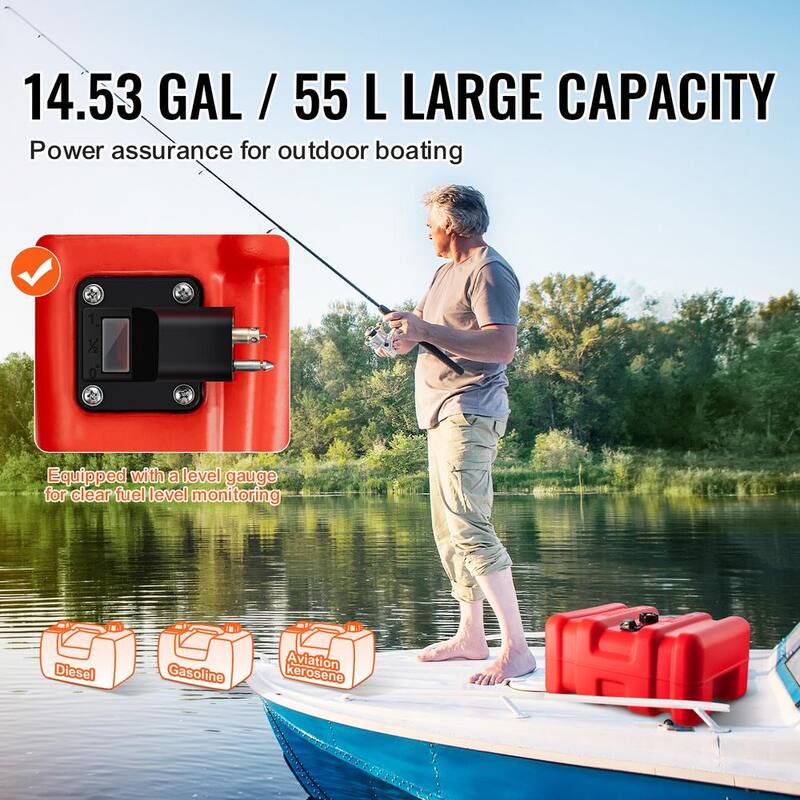 VEVOR Marine Fuel Tank, 14.53 gal., Portable Boat Fuel Gas Tank for Outboard Engine Boats, Outboard Marine Boat Fuel Tank - CYCYXWS12GAL1MPLHV0-802