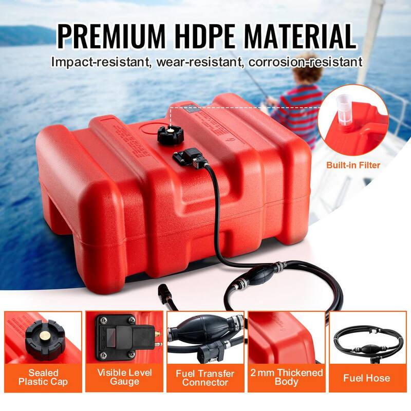 VEVOR Marine Fuel Tank, 14.53 gal., Portable Boat Fuel Gas Tank for Outboard Engine Boats, Outboard Marine Boat Fuel Tank - CYCYXWS12GAL1MPLHV0-802