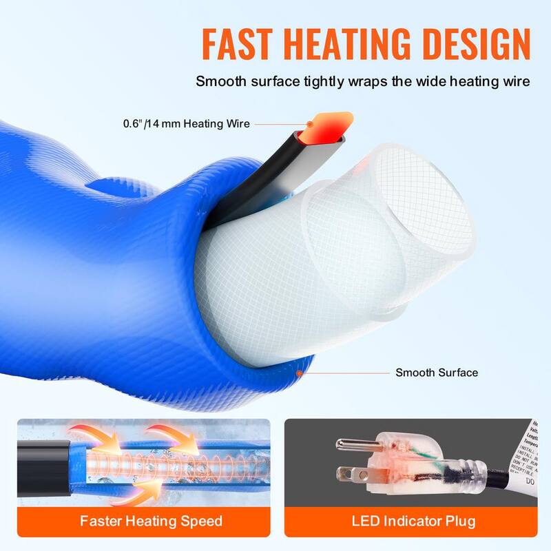 VEVOR 25 ft. Heated Water Hose for RV, Heated Drinking Water Hose with Corrugated Cover Antifreeze to -45°F, Self-regulating - ZZKJRSG25YC0UVR3WV1