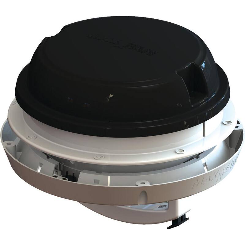 MaxxAir MaxxFan Dome Plus with 12-Volt Fan and LED Light, 6 in. Diameter - Black - 00-03810B