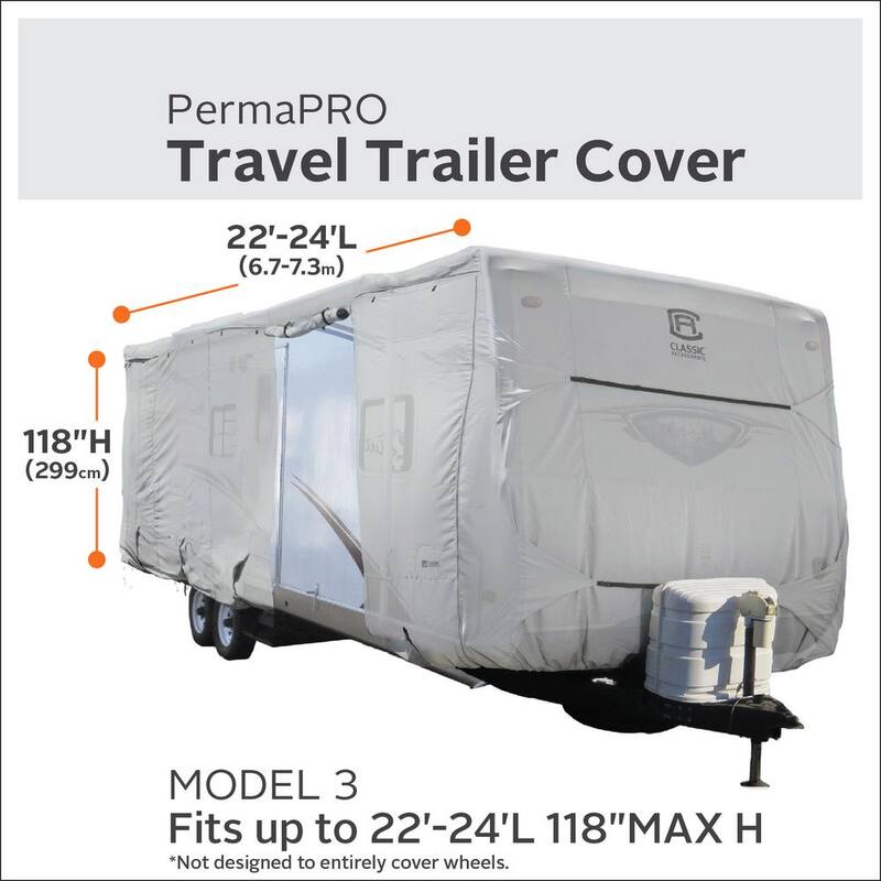 Classic Accessories Over Drive PermaPRO Travel Trailer Cover, Fits 22 ft. - 24 ft. RVs - 80-136-161001-00