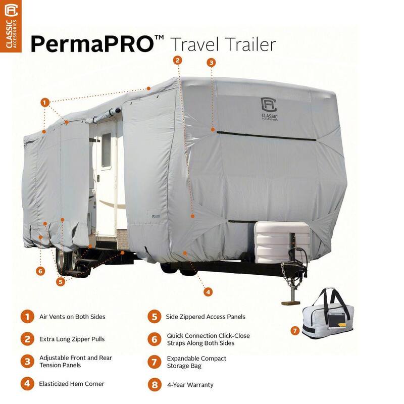 Classic Accessories Over Drive PermaPRO Travel Trailer Cover, Fits 22 ft. - 24 ft. RVs - 80-136-161001-00