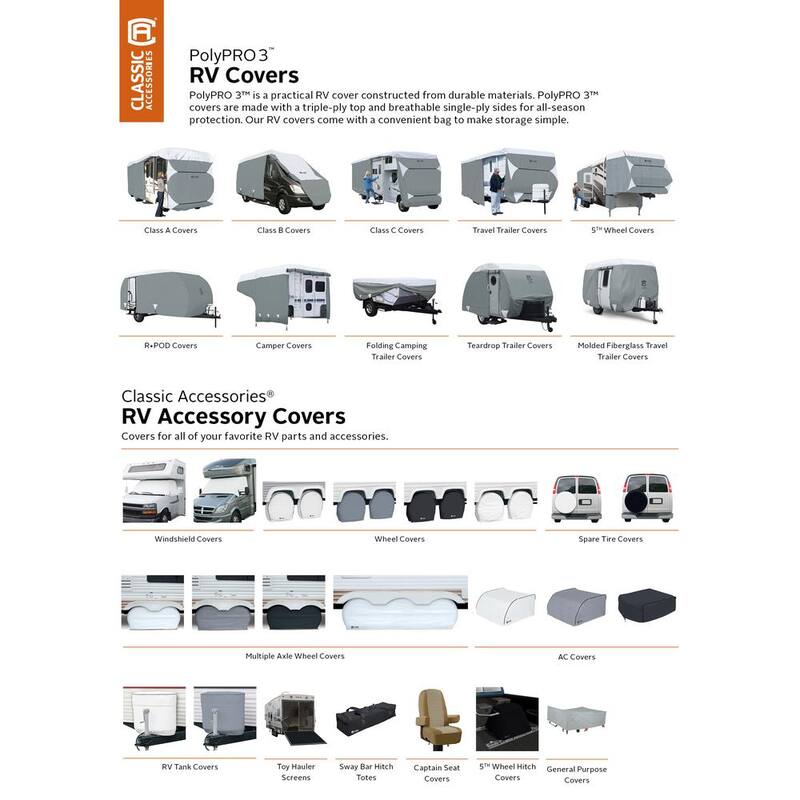 Classic Accessories PolyPro3 270 in. L x 102 in. W x 104 in. H Travel Trailer Cover - 73263