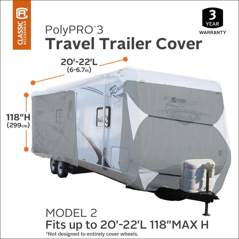 Classic Accessories PolyPro3 270 in. L x 102 in. W x 104 in. H Travel Trailer Cover - 73263