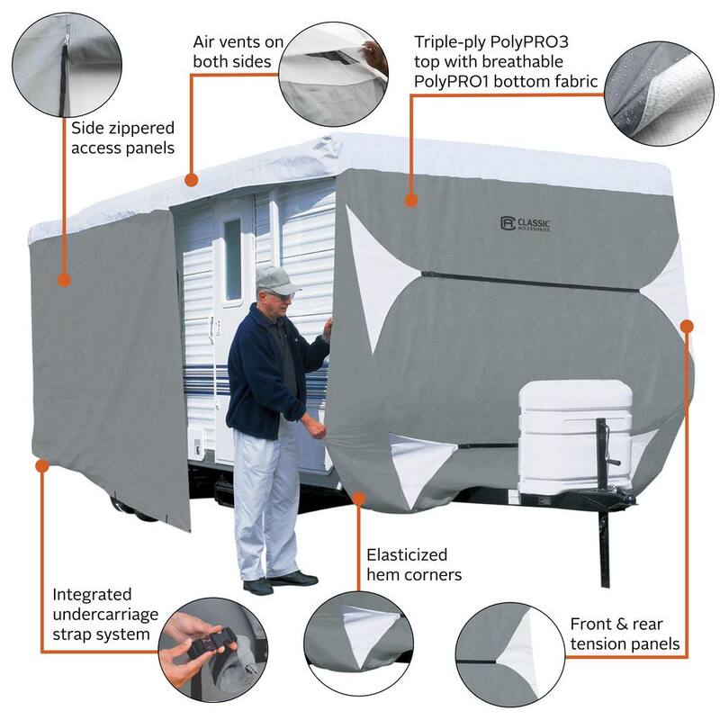 Classic Accessories PolyPro3 270 in. L x 102 in. W x 104 in. H Travel Trailer Cover - 73263