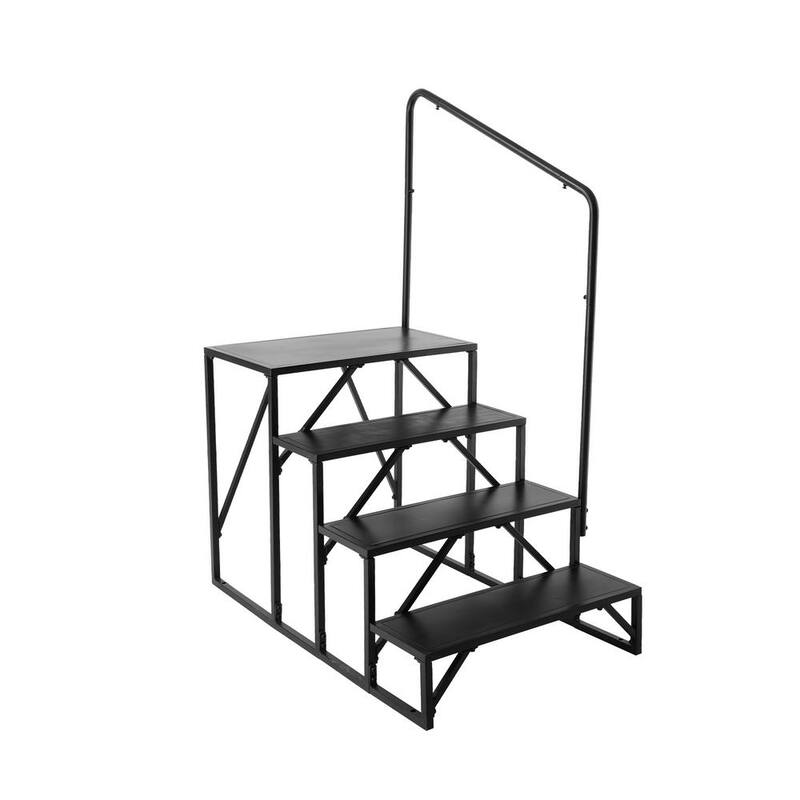 VEVOR RV Steps, 4-Step 57.3 in. H RV Stairs, 440 lbs. Load Capacity, Thickened Carbon Steel, With Handrail, Non-Slip Steps - FCBTGDKHJG4JE8I22V0-0827