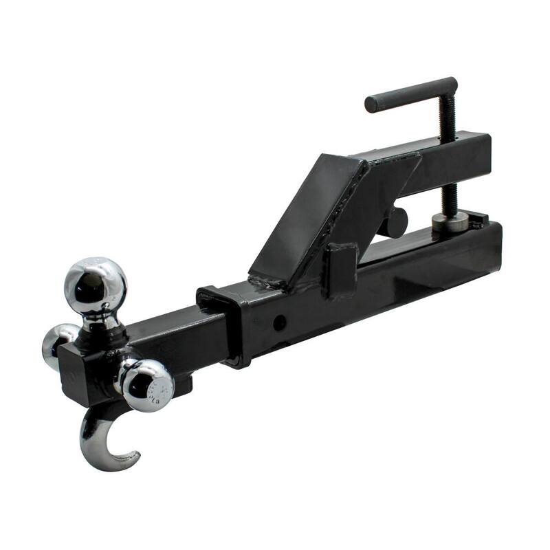 Extreme Max Clamp-On Tractor Bucket Receiver Adapter and Tri-Ball Hitch with Tow Hook - 5001.1376