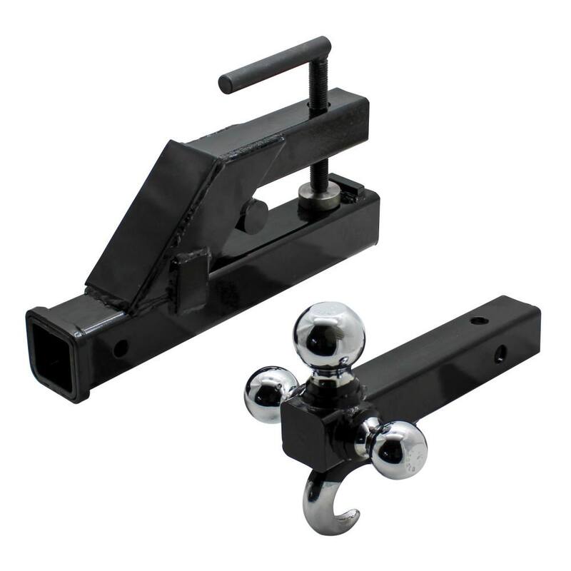 Extreme Max Clamp-On Tractor Bucket Receiver Adapter and Tri-Ball Hitch with Tow Hook - 5001.1376