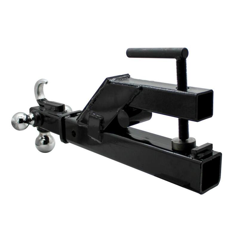 Extreme Max Clamp-On Tractor Bucket Receiver Adapter and Tri-Ball Hitch with Tow Hook - 5001.1376