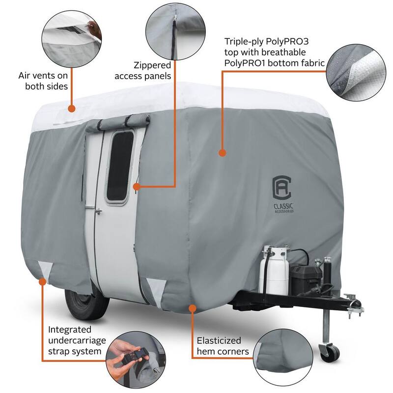 Classic Accessories PolyPro III Molded Fiberglass 164 in. L x 80 in. W x 84 in. H Travel Trailer Cover - 80-295-153101-RT