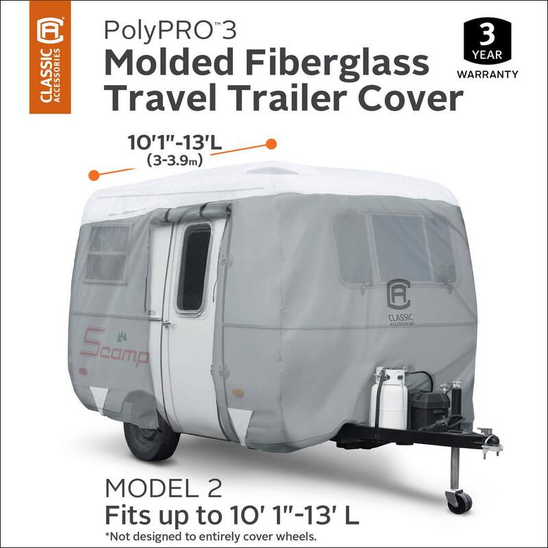 Classic Accessories PolyPro III Molded Fiberglass 164 in. L x 80 in. W x 84 in. H Travel Trailer Cover - 80-295-153101-RT