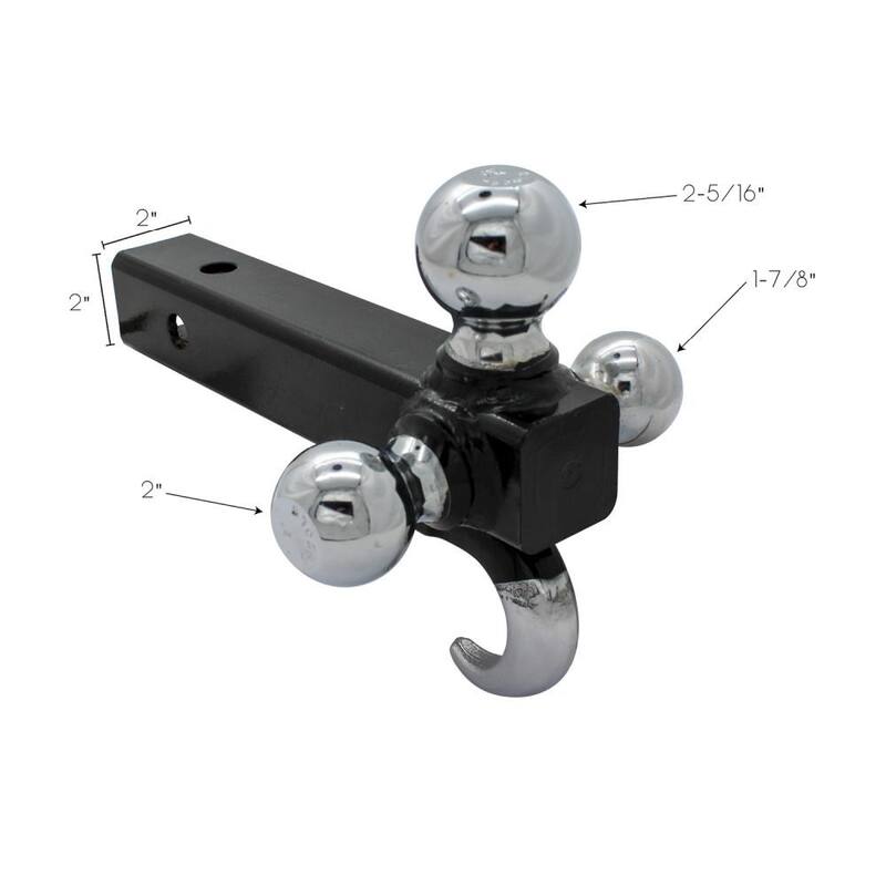 Extreme Max Tri-Ball Trailer Hitch with Tow Hook - 5001.1367