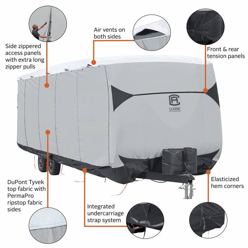 Classic Accessories Skyshield 366 in. L x 102 in. W x 104 in. H Travel Trailer RV Cover - 80-387-101801-EX