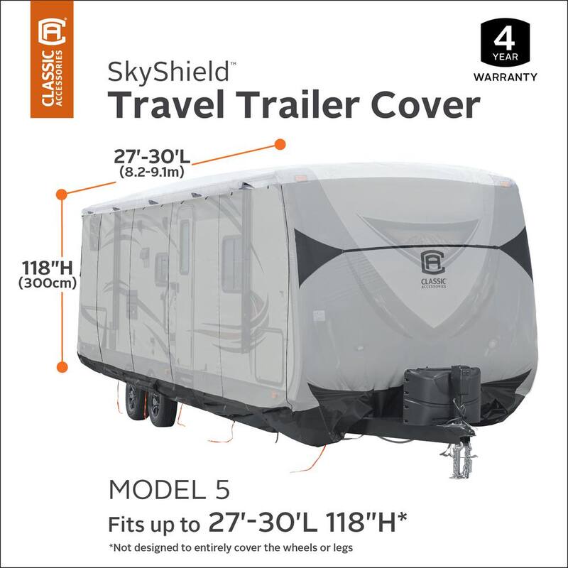 Classic Accessories Skyshield 366 in. L x 102 in. W x 104 in. H Travel Trailer RV Cover - 80-387-101801-EX