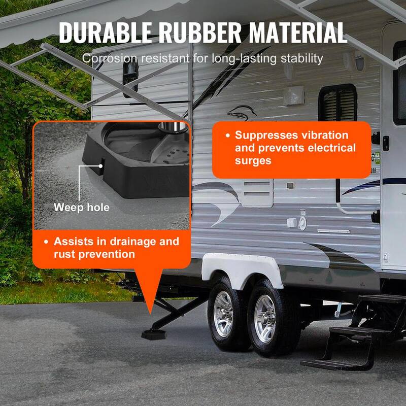 VEVOR RV Leveling Pads 9 in. Round Landing Feet Permanent Attached Jack Stabilizers 5000 lbs. Capacity Per Pad 6-Pack - FXBDLJT2YC00W5PN1V0