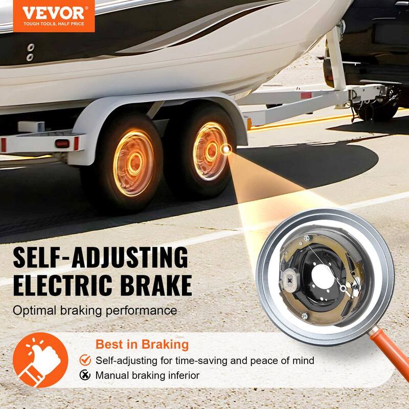 VEVOR Electric Trailer Brake Assembly, 12 in. x 2 in., 1 Pair Self-Adjusting Electric Brakes Kit for 7000 lbs. Axle - TCDZCC122YCZVSC8LV9-730