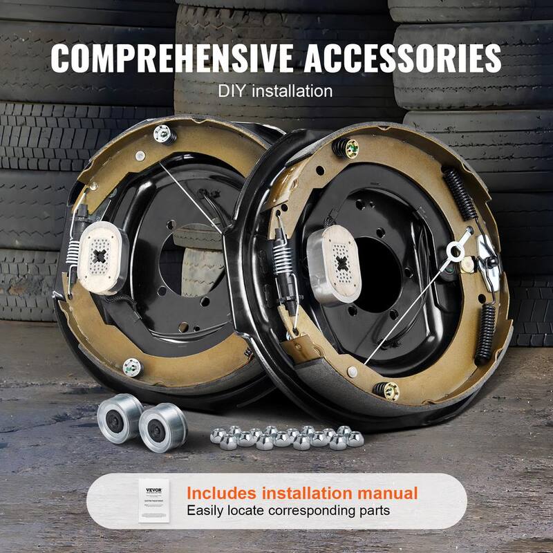 VEVOR Electric Trailer Brake Assembly, 12 in. x 2 in., 1 Pair Self-Adjusting Electric Brakes Kit for 7000 lbs. Axle - TCDZCC122YCZVSC8LV9-730