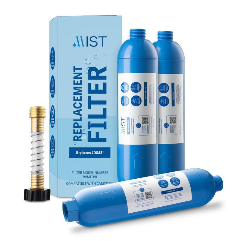 Clearwater Filters 40043 Compatible with Camco 40043, 40013, 40041 RV Water Filter with Flexible Hose Protector (3-Pack) - RV Filter RVMF391