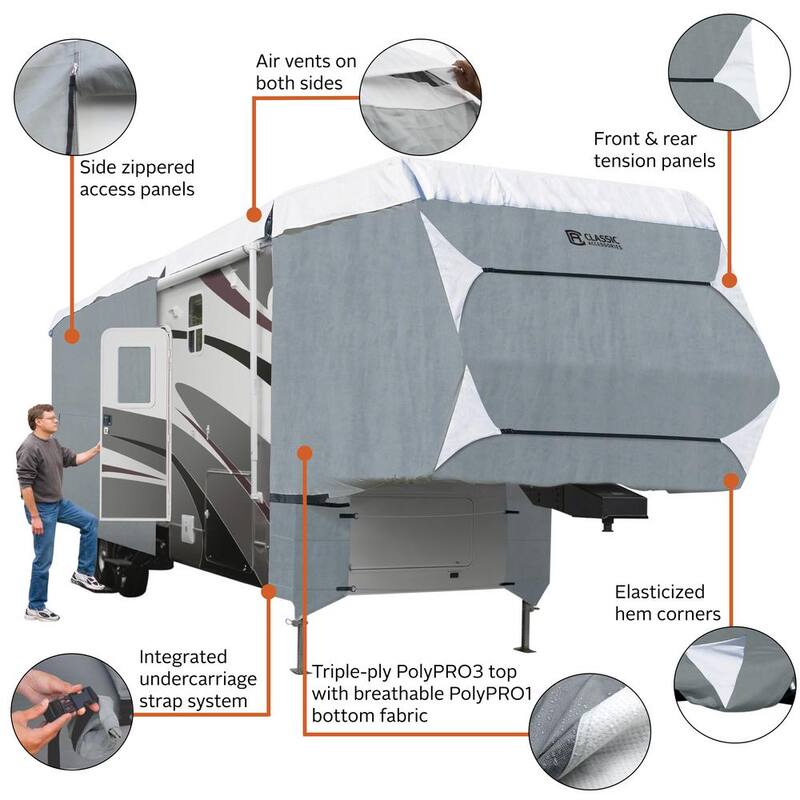 Classic Accessories PolyPro3 498 in. L x 102 in. W x 126 in. H 5th Wheel Cover - 75063