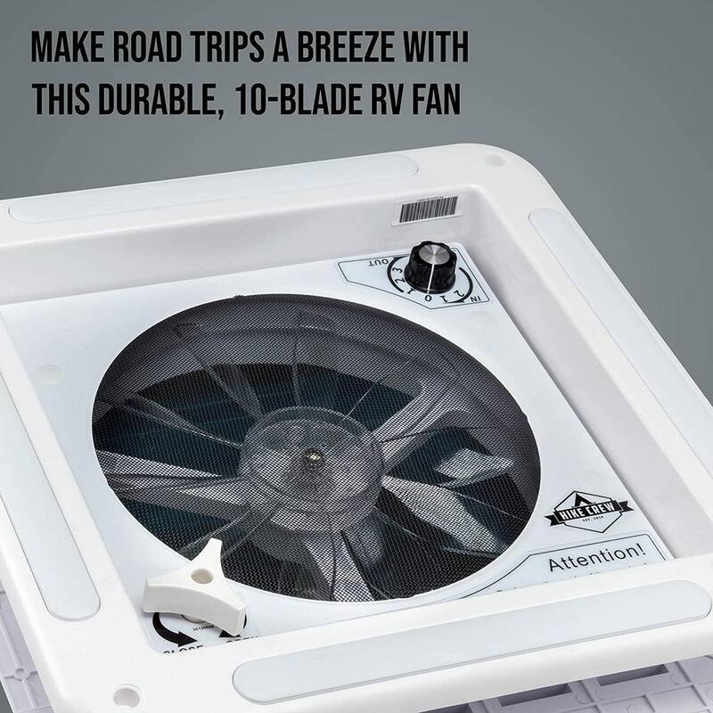 HIKE CREW Manual 11 in. 12V Motorhome Fan with 3 Speed Intake and Exhaust, RV Roof Vent Fan - HCRVVF11