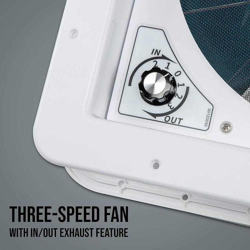 HIKE CREW Manual 11 in. 12V Motorhome Fan with 3 Speed Intake and Exhaust, RV Roof Vent Fan - HCRVVF11