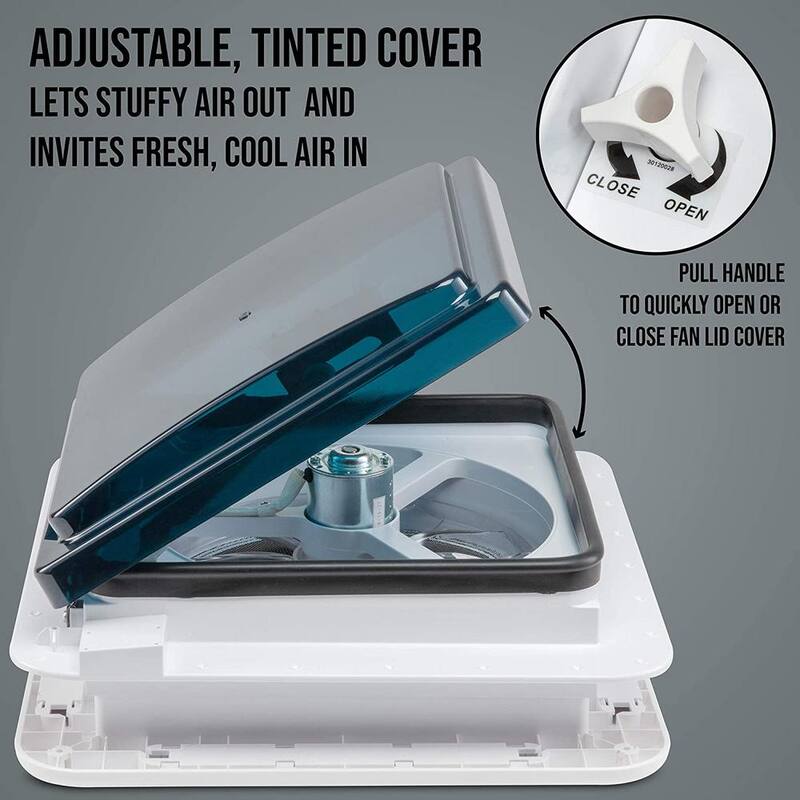 HIKE CREW Manual 11 in. 12V Motorhome Fan with 3 Speed Intake and Exhaust, RV Roof Vent Fan - HCRVVF11