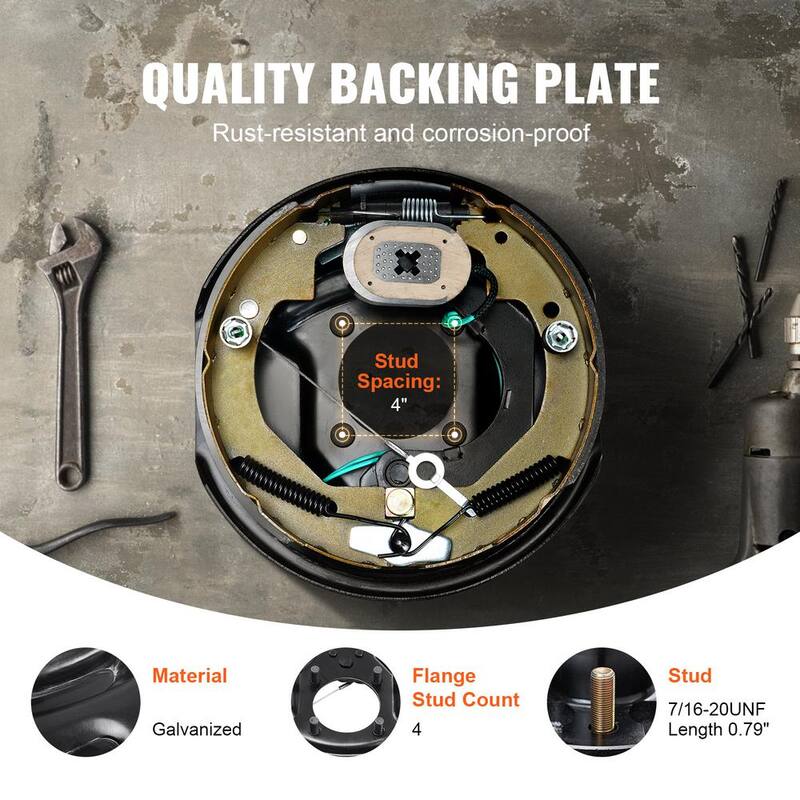 VEVOR Electric Trailer Brake Assembly, 10 in. x 2-1/4 in., 2 Pairs Self-Adjusting Electric Brakes Kit for 3500 lbs Axle - TCDZCC10225YG9THSV9-730