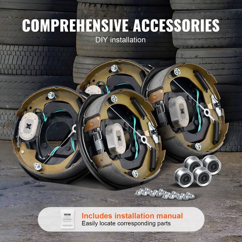 VEVOR Electric Trailer Brake Assembly, 10 in. x 2-1/4 in., 2 Pairs Self-Adjusting Electric Brakes Kit for 3500 lbs Axle - TCDZCC10225YG9THSV9-730