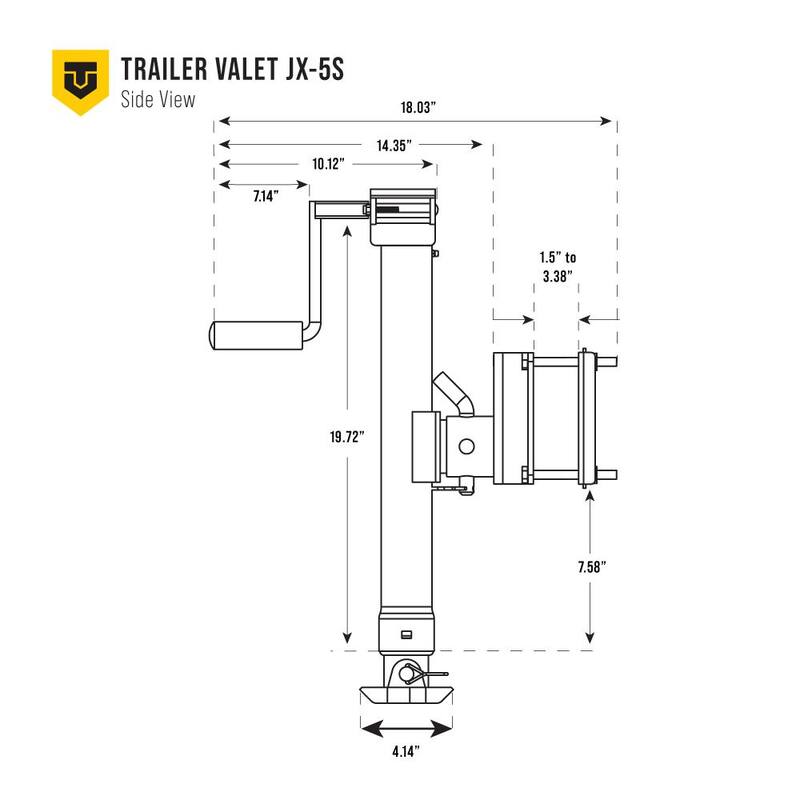 Trailer Valet TVJX5S-MW 5000 lbs. Side Mount Drill Jack With Wheel - TVJX5S-MW