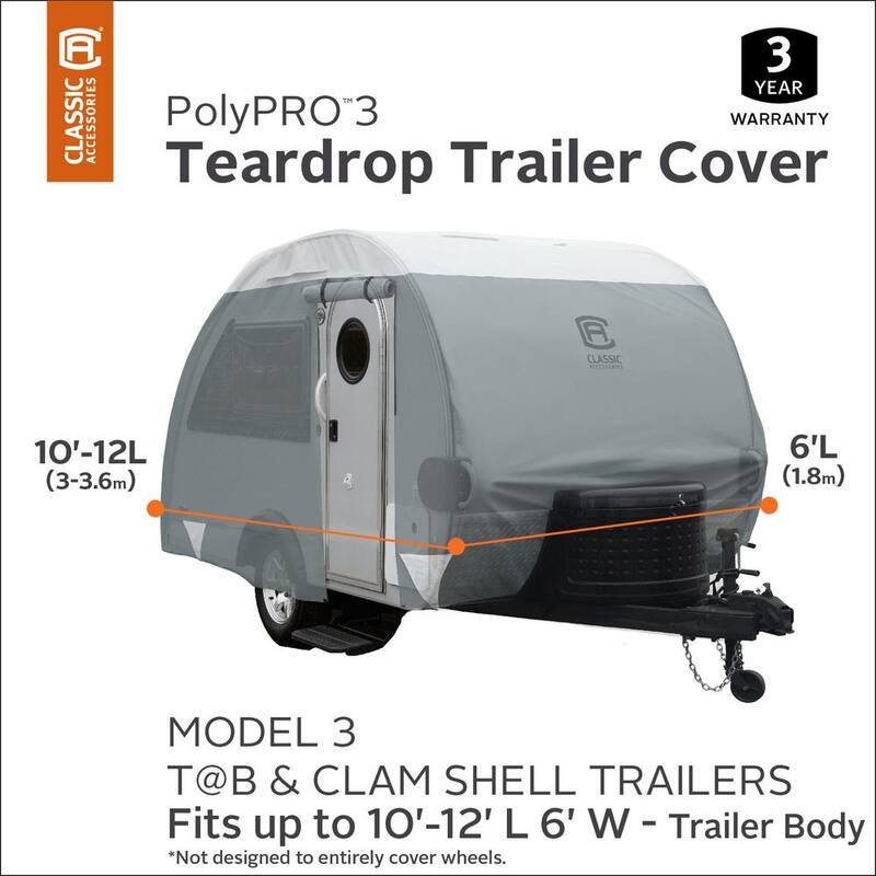 Classic Accessories PolyPro III 150 in. L x 75 in. W x 75 in. H Teardrop Trailer Cover - 80-298-163101-RT