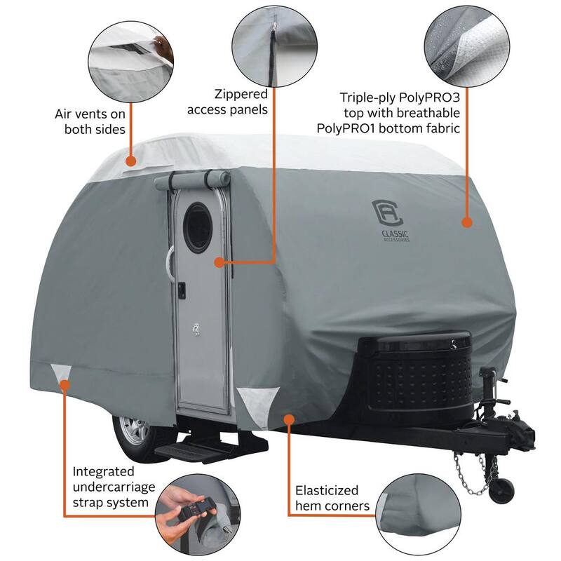 Classic Accessories PolyPro III 150 in. L x 75 in. W x 75 in. H Teardrop Trailer Cover - 80-298-163101-RT