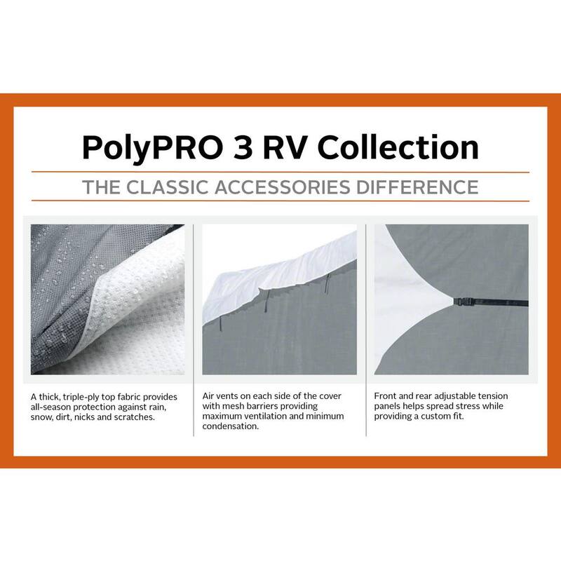 Classic Accessories PolyPro III 150 in. L x 75 in. W x 75 in. H Teardrop Trailer Cover - 80-298-163101-RT